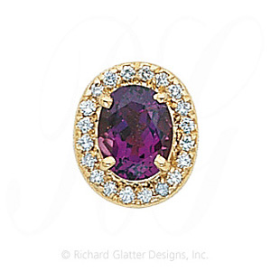 GS049 AMY/D - 14 Karat Gold Slide with Amethyst center and Diamond accents 